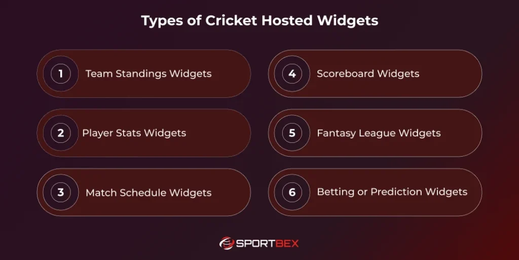 Types of Cricket Hosted Widgets